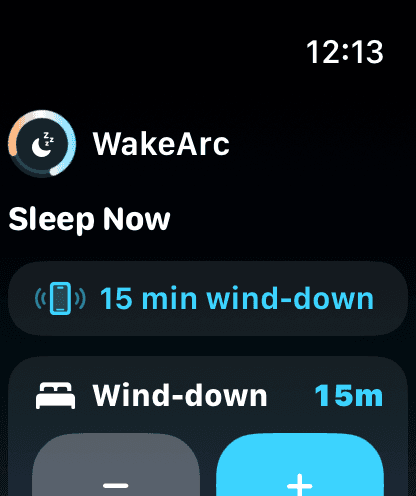 WakeArc Watch top screen